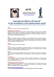 International Alfonso XII Award to the excellence in the subterranean