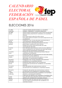 CALENDARIO ELECTORAL FEDERACIÓN ESPAÑOLA DE PÁDEL