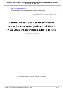 Declaración de CEAS-Sáhara. Marruecos intenta imponer su