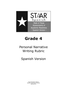 STAAR Spanish Personal Narrative Writing Rubric Grade 4