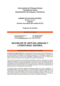 BACHELOR OF ARTS EN LENGUAS Y LITERATURAS: ESPAÑOL