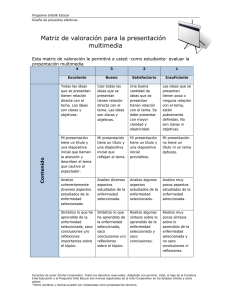 Matriz de valoración para la presentación multimedia