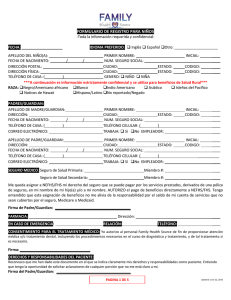 formulario de registro para niños