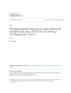 Shearing properties and poisson`s ratio of structural and alloy steels