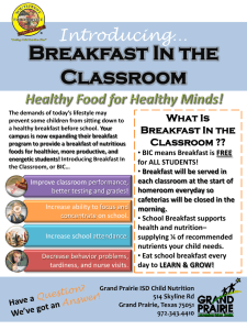 Breakfast In the Classroom - Grand Prairie Independent School District