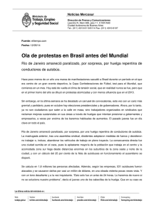 Ola de protestas en Bras de protestas en Brasil antes del Mundial