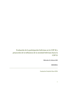 Evaluación de la participación boliviana en la COP 20 y proyección