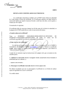 RENOVACION CERTIFICADOS ELECTRONICOS Los certificados