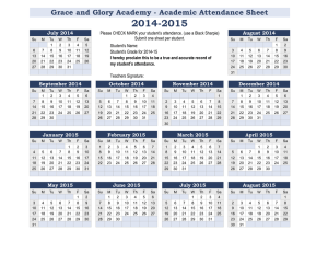 Grace and Glory Academy - Academic Attendance Sheet 2014-2015