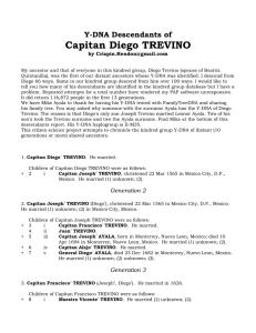 Y-DNA Descendants of Capitan Diego TREVINO