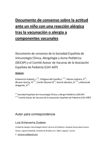 Manejo del niño con una reacción alérgica trás la vacunación o