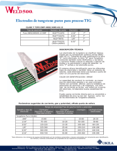 Electrodos de tungsteno puros para proceso TIG
