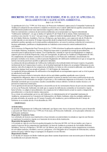 Decreto 297/1995 Junta de Andalucía Calificación Ambiental