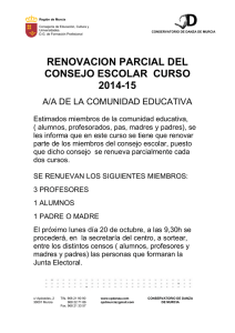 Renovación parcial del Consejo Escolar. Curso 2014-2015