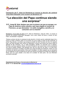 Declaración del P. Abat al conocer la elección de Jorge Mario
