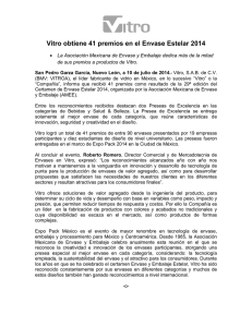 Vitro obtiene 41 premios en el Envase Estelar 2014