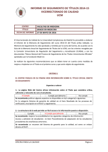 Informe de seguimiento UCM curso 14/15