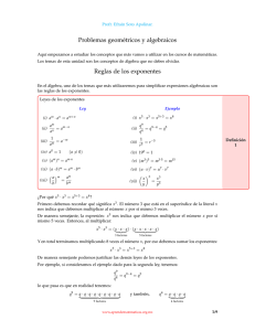 Problemas geométricos y algebraicos Reglas de los exponentes