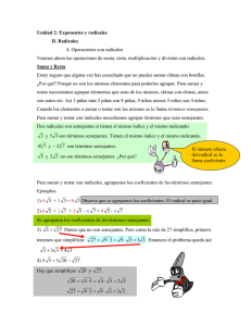 Exponentes y radicales II. Radicales 4. Operaciones con radical