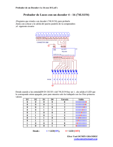 Probador de Luces con un decoder 4 – 16 (74LS154)