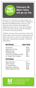 February 28, Metro fares will go up 10