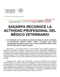 sagarpa reconoce la actividad profesional del médico veterinario