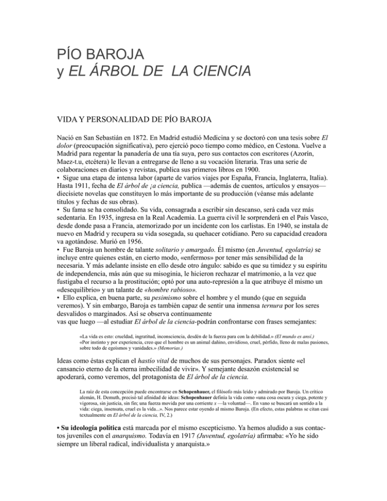 P O Baroja Y El Rbol De La Ciencia