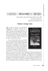 "Sabato: testigo clave", Comentario al libro de Ernesto Sabato