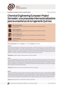 Chemical Engineering European Project Semester: una propuesta