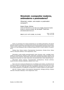 Stravinski: ¿compositor moderno, antimoderno o postmoderno?