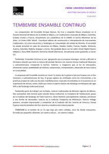 Tembembe Ensamble Continuo - Centro Nacional de Difusión Musical
