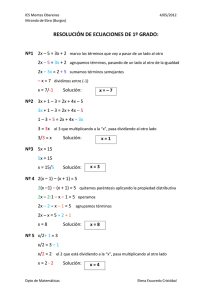 resolución de ecuaciones de 1º grado