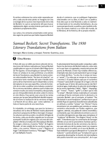 samuel Beckett. secret Transfusions. The 1930 Literary Translations
