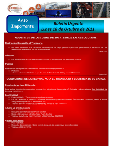 Boletín Urgente Lunes 18 de Octubre de 2011.