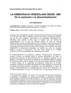 LA DEMOCRACIA VENEZOLANA DESDE 1989 De la explosión a la