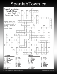 Spanish Crossword Puzzle - Family, House and Food