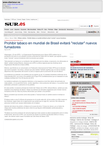 Prohibir tabaco en mundial de Brasil evitará "reclutar