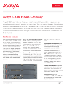 Avaya G430 Media Gateway - the Avaya Collateral Database.