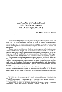 Catálogo de colegiales del Colegio Mayor de Oviedo (siglo