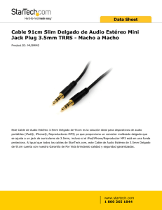 Cable 91cm Slim Delgado de Audio Estéreo Mini