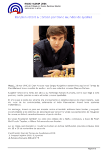 Karjakin retará a Carlsen por trono mundial de ajedrez