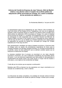 Informe del Comité de Empresa de Jazz Telecom, SAU de Madrid