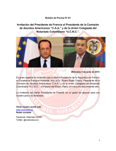 Invitación del Presidente de Francia al Presidente Rojas.