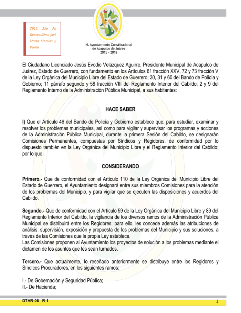 Acuerdo De Integraci N De Comisiones De Ediles