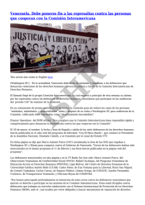 Venezuela. Debe ponerse fin a las represalias contra las personas