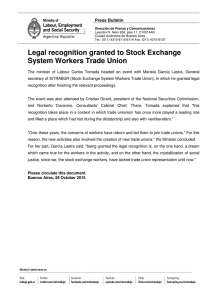 Legal recognition granted to Stock Exchange System Workers Trade