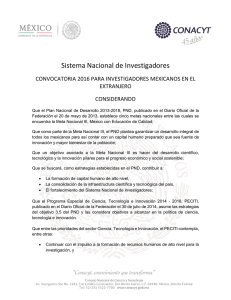 Convocatoria SNI 2016, para investigadores mexicanos