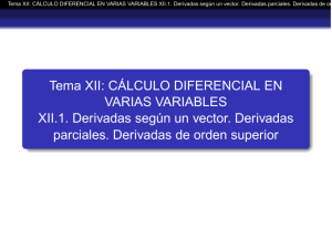 Tema XII: CÁLCULO DIFERENCIAL EN VARIAS VARIABLES XII.1
