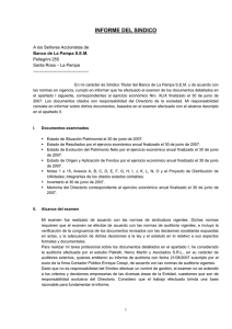 informe del sindico - Gobierno de la Provincia de La Pampa