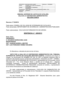 SENTENCIA nº. 829/2013 - Consell de Col·legis de Veterinaris de